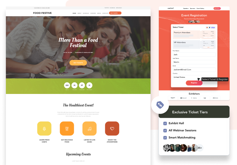 Easily collect attendee registration data and ticket payments.